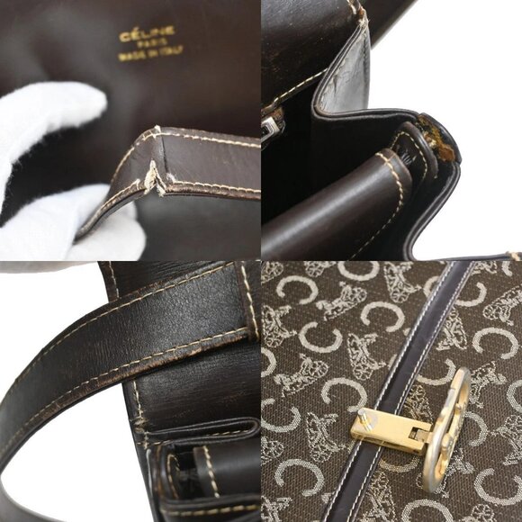 CELINE C Macadam Horse Carriage 2Way Shoulder Clutch Bag Canvas Leather 67FB853 - Picture 15 of 16